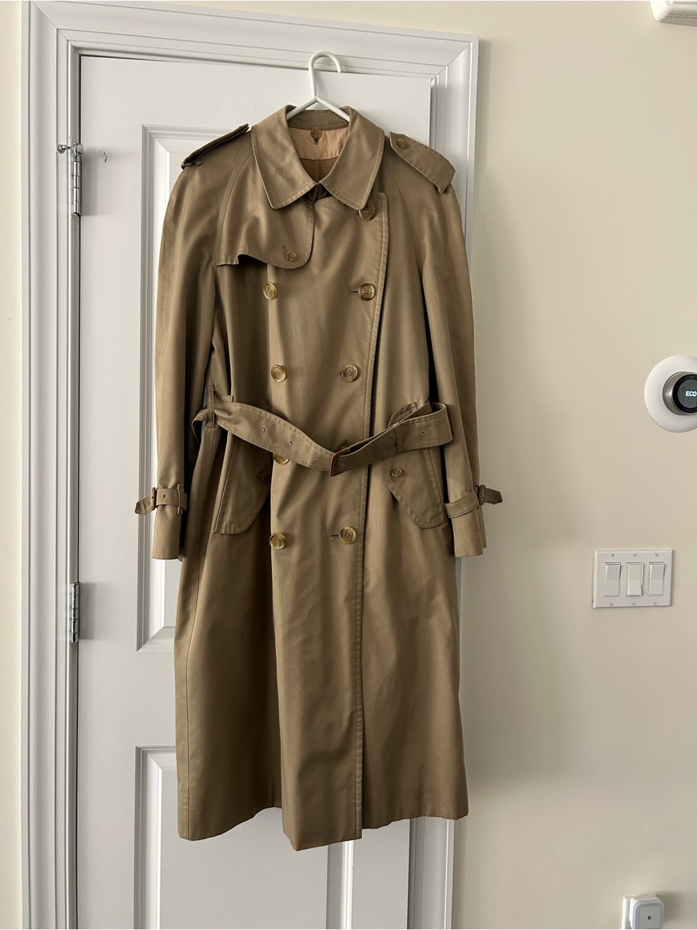 Burberry Men's Tan Double-Breasted Trench Coat with Belt